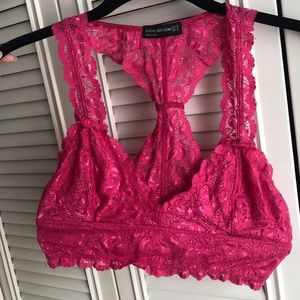pink lace bralette